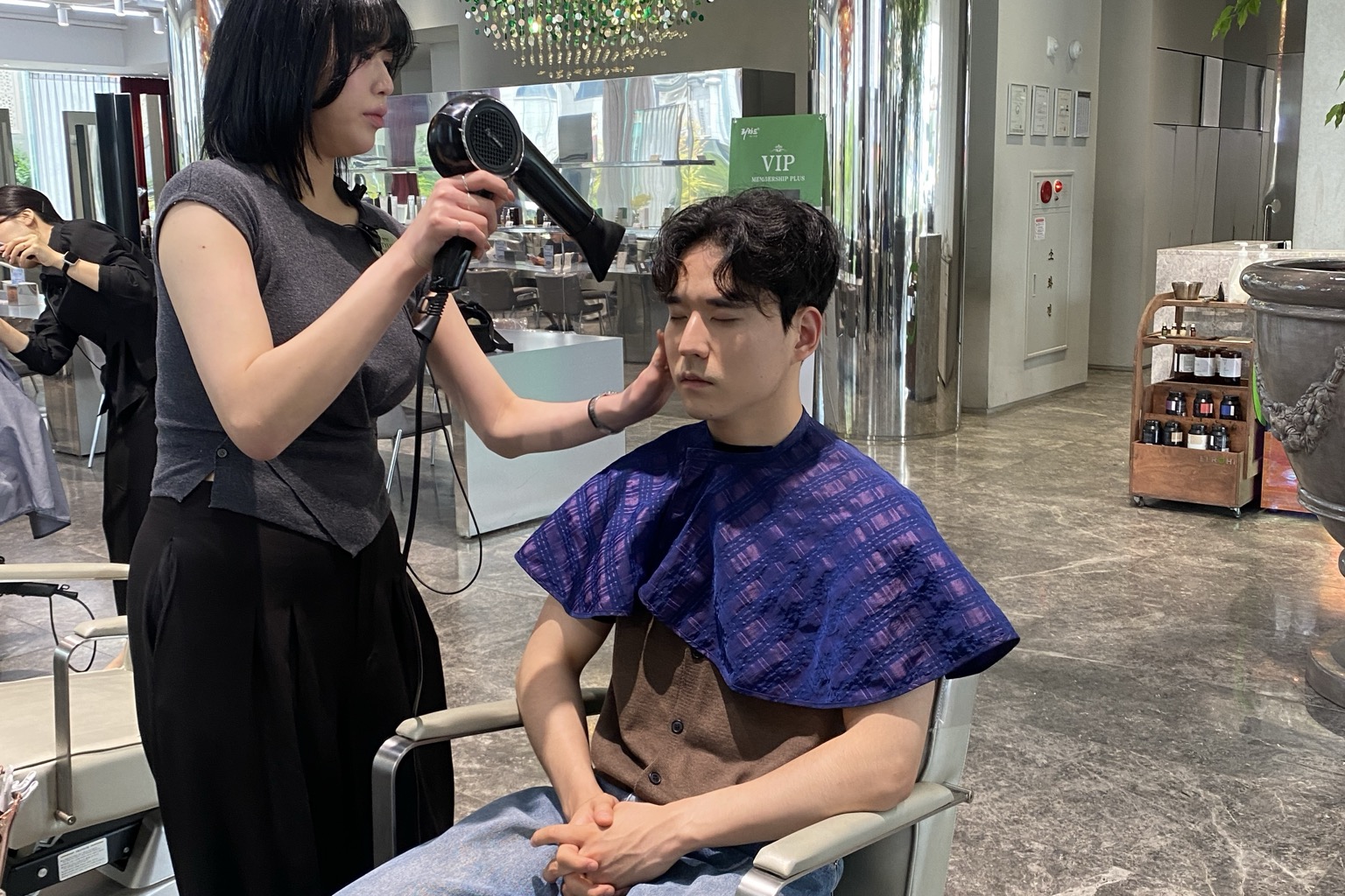 두피케어 후 헤어 셋팅과 티타임 마무리